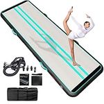 JOOLOOG 3M 4M 5M 6M Air Mat Tumble Inflatable Gymnastics for Tumbling Mat with 650W Electric Air Pump for Cheerleading Practice Gymnastics Beach Park Home Use Green Black