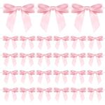 50pcs Twist Tie Bows, Gift Wrap Bows Ribbon Bows Mini Bow for Wedding Party Bridal Shower Teachers Day Wrapping Treat Bag Present Craft Party Decorations(Pink)