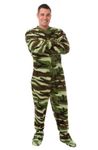 BIG FEET PAJAMA CO. Micro Polar Fleece Onesie Adult Footed Pyjamas for Men & Women Green Camouflage