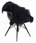 Genuine Tibetan Rug? Mongolian Lamb Sheepskin Curly Fur Pelt Throw Fur Area Rug Carpet Chair Cover with Super Fluffy Thick Decorativeas Throw Rug in Bedroom, Living Room,Black
