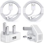 5W USB Charger for iPhone [Apple MFi Certified] 2 Pack USB Plugs with Lightning Cables,UK Wall Charger Compatible with iPhone 14/14 Pro/14 Pro Max/13/13 Pro/12/12 Pro/SE/11/11 Pro/XS Max/XR/X/8/7/iPad