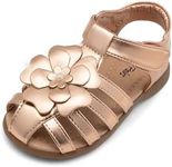DREAM PAIRS Girls Closed-Toe Flower Summer Dress Sandals Shoes Toddler/Little Kid,Size 11 Little Kid,Rose Gold-Metallic,KSD214