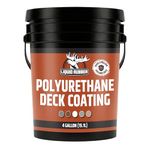 Liquid Rubber Textured Polyurethane Deck Coating - 10X Stronger Than Paint, Waterproof Solar Protection, Durable Surface Sealant for Wood, Concrete, Plywood, and More, Stone Grey, 4 Gallon, 15.1 Liter