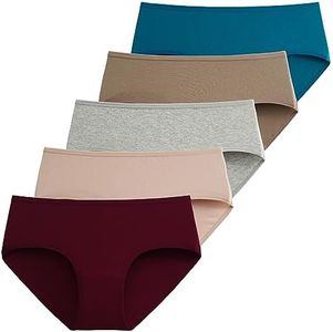 INNERSY Bragas Mujer Algodón Elástico Culotte Cintura Media Ropa Interior Comoda Braguita 5 Pack (M, Multicolor Discreto)