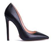 Petit Cadeau Leona - Women's Classic & Sexy Pointed Toe Slip on Pumps with 5" Stiletto High Heels. Handmade to Perfection. Size 10 Black