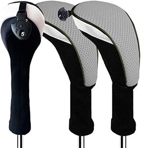 Golf Club Head Covers for Woods and Driver Hybrids Fairway Value Pack Protective Clubs Headcovers with Interchangeable No.Tags 1 3 5 (Driver&Fairway&Hybrid, 3 Pack-Gray)