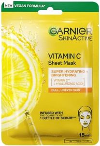 Garnier SkinActive Moisture Bomb Vitamin C Sheet Mask, Hydrating & Brightening Face Mask, Enriched With VitaminCg & Hyaluronic Acid Serum, Vegan Tissue