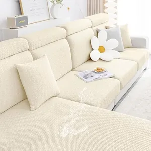 Smiry Waterproof Couch Cushion Covers, Stretch Jacquard Thick Sofa Cushion Covers, Washable Seat Slipcover Elastic Furniture Protector for Pets, Kid (Back Cover L, Beige)