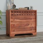 PS DECOR Handcrafted Sheesham Wood Dressers Chests of 4 Drawers | Kitchen Crockery Cabinet Unit | Sideboard Storage Cabinets | Bedroom Furniture | Wooden Chests of Drawers (Honey Finish)