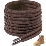 7STROBBS 2 PAIRS Strong Work Boot Laces 2 Pairs, Heavy Duty Round Shoelaces for Walking Boots, Trainers Shoes, Hiking Boots, Safety Boots, Thick Shoe Lace Brown 100CM