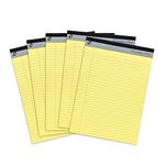 Pukka Pad, Executive Refill A4 Legal Pad – Pack of 5 Tape Head-Bound Notepads with 100 Perforated Pages of 60GSM Paper – Feint Ruled with Margin and 8mm Lines – 29.7 x 21cm, Yellow