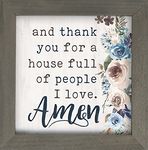 P Graham Dunn Thank You House Full People I Love Floral 7 x 7 Inch Pine Wood Framed Wall Art Plaque