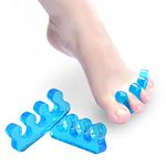 JADE KIT Toe Spacers Toe Separator for Women - 2 Packs - Silicone Bunion Pads for Overlapping Toes - Soft Gel Hammer Toe Spacers to Restore Toes and Healthy Foot, Standard Sizes Toe Spreaders for Both Feet, 3×1.25 in, Blue Yoga Toes