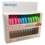 Westcott Soft Handle Kids Scissors with Anti-Microbial Protection, Assorted Colors, 5-Inch Pointed, 12 Pack (14874)