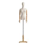 ZHAOHUI Female Mannequin Body Torso Dress Form Linen White Tailors Dummy with Cloth Head 120-182cm Adjustable Detachable for Dress Jewelry Display Photography (Color : Yellow-B, Size : M)