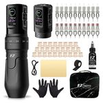 EZ Tattoo Kit - Tattoo Machine Kit Complete with 6 Strokes 2mm-4.2mm Wireless Tattoo Machine Pen with 1600mAh Battery Power Supply for Tattoo Beginners and Tattoo Artists (P3 Pro Matte Black)