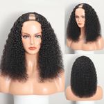 MOONYE Curly U Part Wig Human Hair Glueless Kinky Curly Wig U Shape Wigs No Leave Out Lace Front Wigs V Part Wig Human Hair Beginner Friendly No Sew in No Glue 200% Density 18 inch