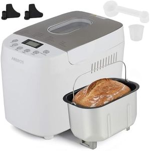Arebos Brotbackautomat 1500g | mit 15 Programmen | 2 Knethaken | Timer | LCD Display | 3 Bräunungsgrade und Brotgrößen | 850 W | Weiß