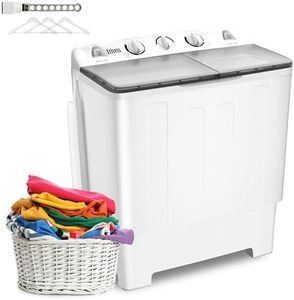 Erivess Portable 22 lbs Twin Tub Washing Machine with Drying Rack, 13 lbs Washer Mini Compact Laundry Machine and 9 lbs Spinner, Semi-automatic Washer Combo for Dorms, Apartments