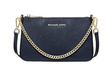 Michael Kors Jet Set Travel Medium Pouchette Crossbody Bag (Navy), Navy