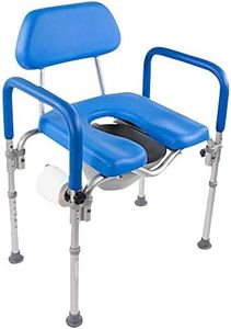 Dignity Ultra-Premium Padded Commode Shower Chair, Comfortable Raised Toilet Seat with Padded Arm Handles and Backrest, for Seniors, Elderly, Adjustable Height, Includes Commode Pail and Lid, Blue