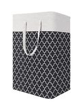 House of Quirk Linen Cotton Laundry Hamper 75L Collapsible Large Laundry Baskets With Easy Carry Handles ,Freestanding ,Waterproof (75Litre, Black)