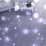 Led Fairy String Lights, Dalugo Battery Powered String Lights with 50 Cool White LEDs on Silver Wire for Outdoor Indoor Decor