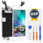 bokman for iPhone 6s Plus White Screen Replacement Parts Full Display Assembly with Home button, Earpiece Speaker and Front Facing Camera Pre-assembled