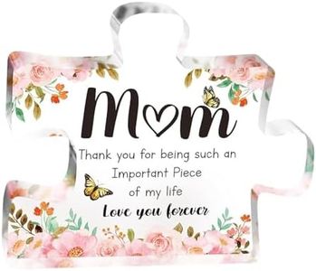 Leefasy Puzzle Plaque Decorations,Gifts for Mum,Clear Plaque,Desk Decoration for Birthday Mothers Day Gifts from Daughter Anniversary