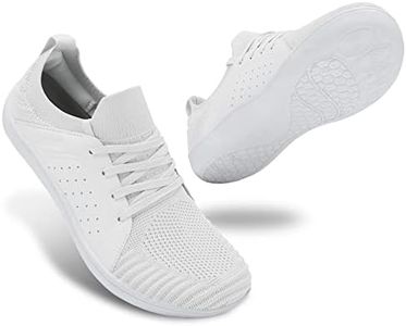 JIASUQI Barefoot Shoes for Mens Breathable Wide Toe Walking Shoes Minimalist Cross-Trainer Shoes Zero Drop Sneakers for Running Trail(Size8.5,White)