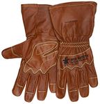 MCR Safety MU3624GM Mustang Utility Driver Glove, Premium Grain Goat Double Palm with Gauntlet Cuff, Wing Thumb, Sewn with Kevlar®, Hand Protection, Utility, Construction, 1 pair, Size Medium