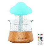 PAIKOE Cloud Rain Humidifier, Colorful Light Raindrop Aroma Diffuser Humidifiers with 7 Color Changing Lights Desktop Fountain Water Drop Sound for Home Office (Wood + Remote Control)