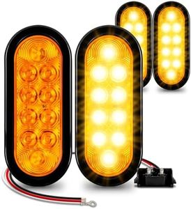 TRUE MODS 4pc 6" Amber Oval LED Trailer Tail Light Kit [DOT FMVSS 108] [SAE I6] [Grommet & Plug] [IP67 Waterproof] [Park & Turn Signal] Marine Trailer Lights for Boat Trailer RV Trucks