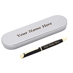 CrownLit Personalised Metal Pen With Name On Box & Pen, Ink Blue