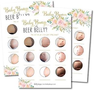 25 Floral Beer Belly or Pregnant Bump Fun Baby Shower Game Idea For Girl or Boy Cute Pink Gender Neutral Party, Funny Activity Questions at Reveal Bundle, Mom, Dad, Women Men Coed Unisex Set