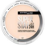 Maybelline New York Super Stay 24 Hour Hybrid Powder Foundation, Waterproof, Vegan, Mattifying, 102, 6 g