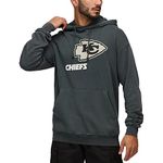 Recovered NFL Hooded Sweatshirt - Kansas City Chiefs Men Cotton Football Hoodie Jackets Pullover Front Pocket for Sports Gym Workout Jogging (Black, XL)