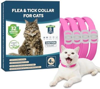 Cat Flea Collar 4 Pack Flea Collar for Cats, Adjustable Waterproof Flea and Tick Prevention for Cats and Kittens - 32 Months Protection - Flea and Tick Treatment - Pink