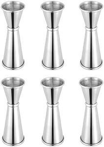 BARsics Bartending Stainless Steel Cocktail 1oz/2oz Measuring Double Jigger (6 Pack)
