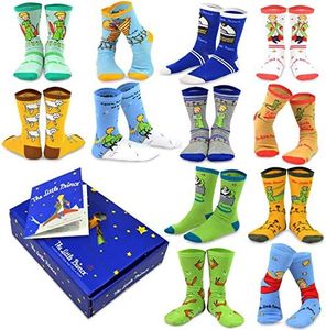 "The Little Prince" Classic Book Kids Novelty Crew Socks With Gift Box (3-5 Years, Crew_Prince_1806_12Pair)