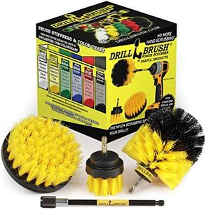 Drillbrush Electric Spin Scrubber Brush Kit for Bathroom Tub & Shower. Easy Tile Grout Cleaner Tool. Includes Three Different Size Replaceable Scrubber Brushes All Purpose Medium-Yellow