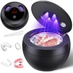 Upgraded Ultrasonic Retainer Cleaner Machine, 48kHz Ultrasonic Dentures Cleaner for Mouth Guards, Braces, Aligner, Toothbrush & Jewelry, 200ML Capacity, Black