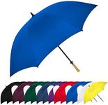 StrombergBrand Large Golf Windproof Umbrella 62 Arc Size for Men & Women – Rain Protection Outdoor Umbrellas with Wooden Handle – Manual Opening, Rustproof, Lightning Resistant, Royal Blue