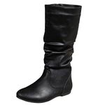 WKAYsIV Cowboy-Boots-Costume-Leather Cowboy Boots,Western Boots for Women,Knee High Boots,Comfortable and Fashion Pull On Zipper Chunky Heel Pointed Toe Embroidered Boots Chunky Boots 6 21.99