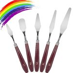 Palette Knife Set, 5 Pieces Stainless Steel Spatula Palette Knives Painting Accessories Art Supplies for Oil Acrylic Canvas Painting Color Mixing Thick Paint Applications, Red (5 Pcs)