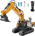 Remote Control Excavator for Boy 6 7 8 9 Years Old, 2.4 GHz Gravity Controlled Excavator Toys with Lights Sound, Rechargeable 11 CH RC Construction Vehicles Metal Shovel, Gifts for Kids 6-12 Year Old