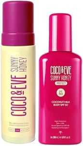 Coco & Eve Coconut Milk Body Sunscreen SPF 50 6.76 Fl Oz + Coco & Eve Sunny Honey Bali Bronzing Self Tanner Mousse 6.7 fl oz (Dark)