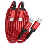 JSAUX USB C to USB C Cable [2 Pack 6.6ft], 100W/5A Type C Cable Fast Charger PD 3.1 USBC to USBC, Type C to Type C Cord Compatible with MacBook Pro Air Dell iPad iPhone 16/15/Pro/Max Samsung S23-Red