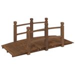 vidaXL Garden Bridge with Railings, Solid Spruce Wood Construction, Suitable for Garden, Creek, Farm, Courtyard - Brown