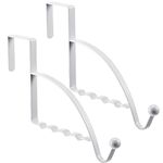 2 Pieces Over Door Hooks Over Door Hanger Sturdy Valet Hooks Door Mounted Hooks Multi Hanging Storage Hanger Over Door Rack for Clothes Coats Towels Hats Scarves Purses Keys and More (White)